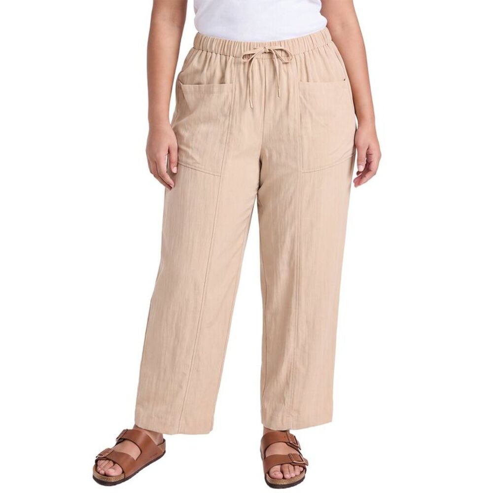 Anne Klein Womens Plus Pull-On Straight Ankle Pant, Brown